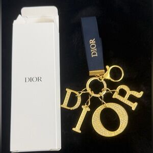 Dior GWP navy and gold tone keychain